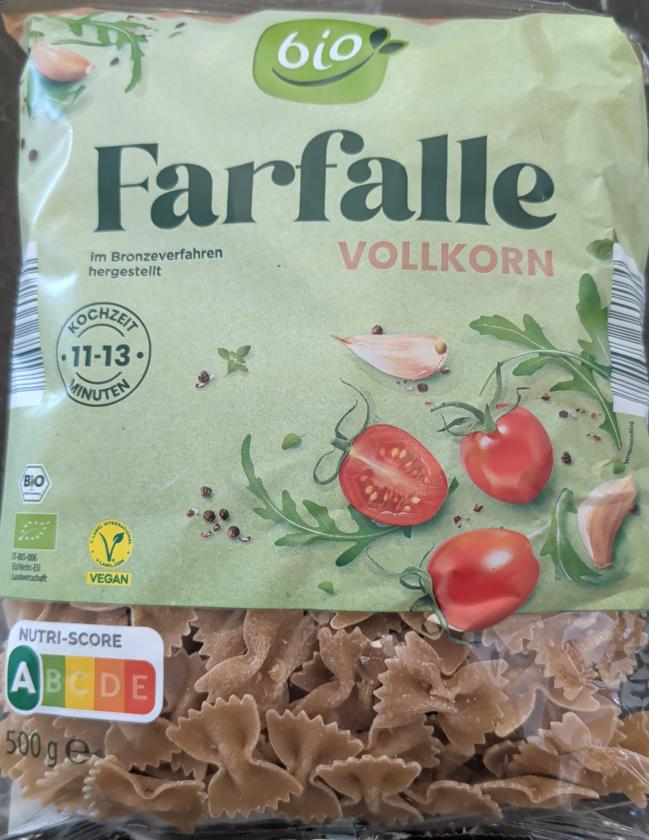 Vorderseite von Farfalle vollkorn