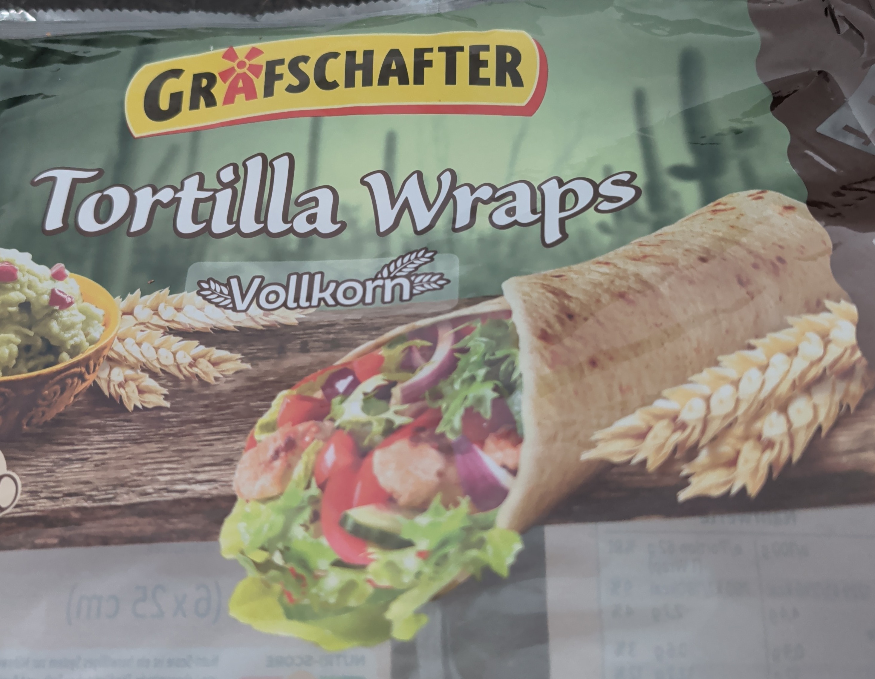 Vorderseite von Tortilla Wraps vollkorn