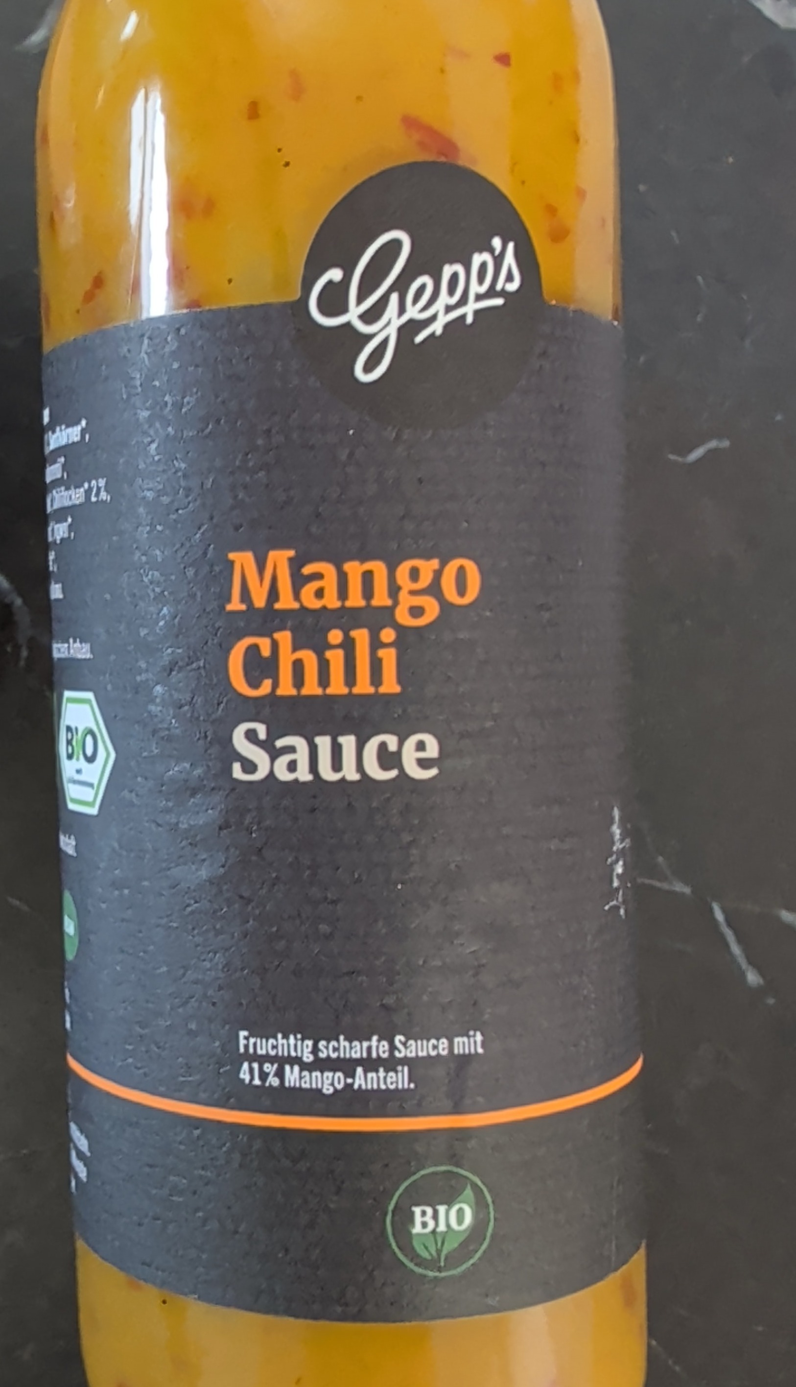 Vorderseite von Mango Chili Sauce