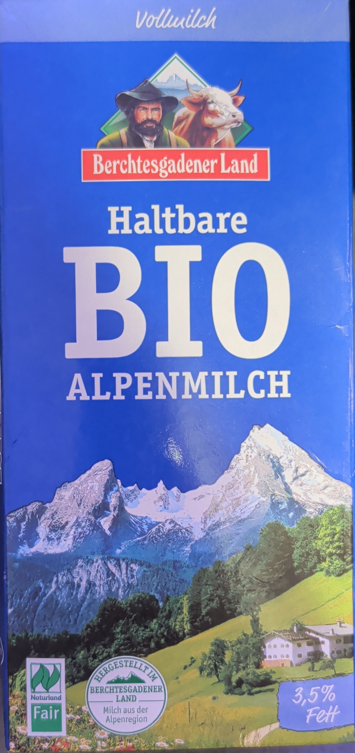 Vorderseite von Haltbare Bio Alpenmilch 3.5%